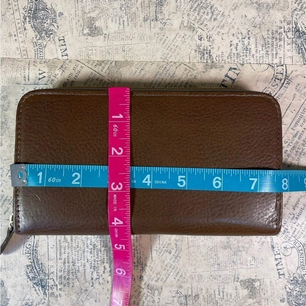 Neely Mack San Francisco zipper around brown leather wallet